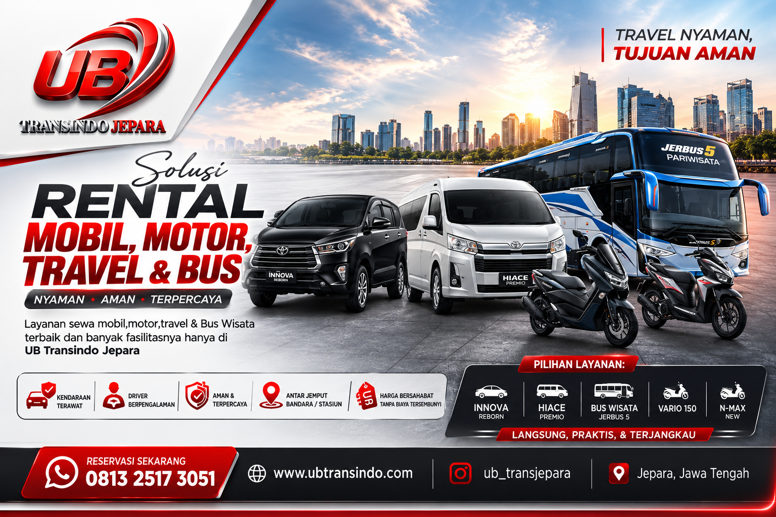 Pusat Sewa Mobil, Motor, Travel & Busa Wisata Di Kota Jepara-Jawa Tengah | UB Transindo Jepara