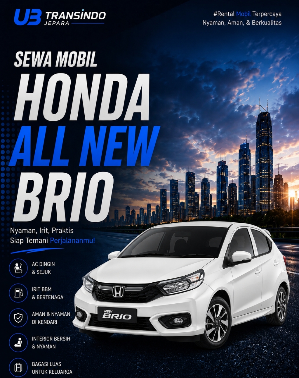 Sewa Mobil Honda All New Brio | UB Transindo Jepara