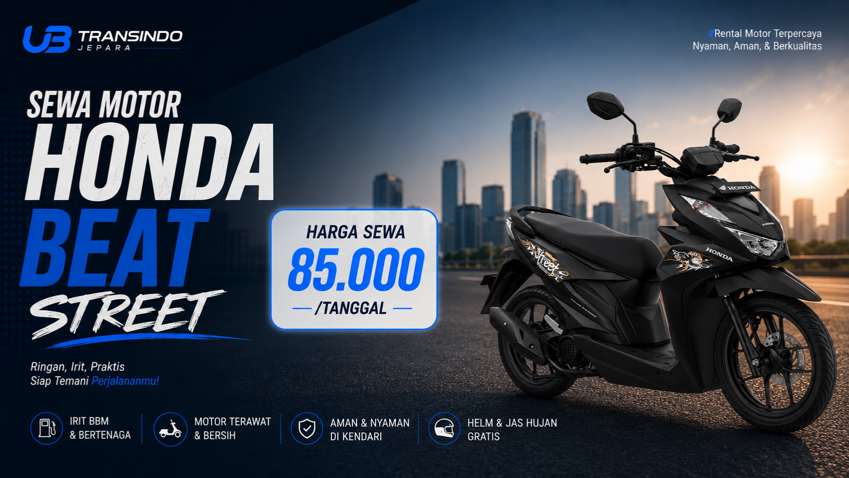 Sewa Motor Di Kota Jepara | Honda New Beat Street