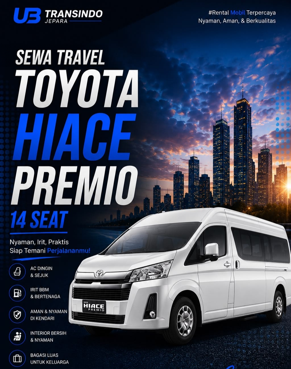Sewa Travel Hiace Premio Di Jepara | UB Transindo Jepara